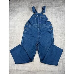 Big Smith Overalls Mens 38x32 Blue Denim Bib Cotton Carpenter Workwear Utility